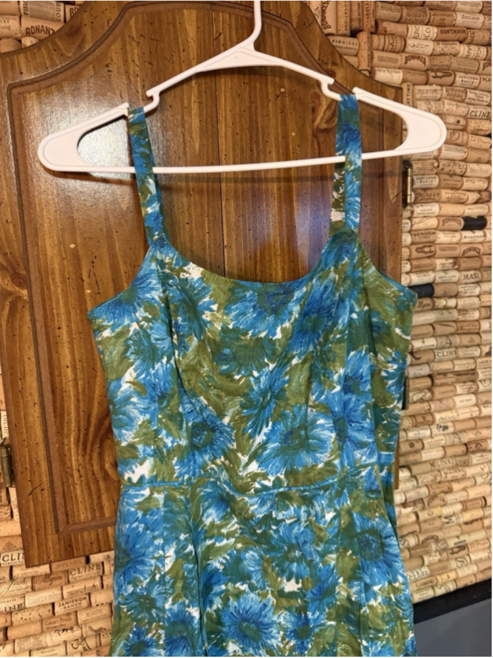 VTG Talbots Dress Size 6 Petite Green And Blue Floral Fit and Flare NWT Cottage - Picture 3 of 8